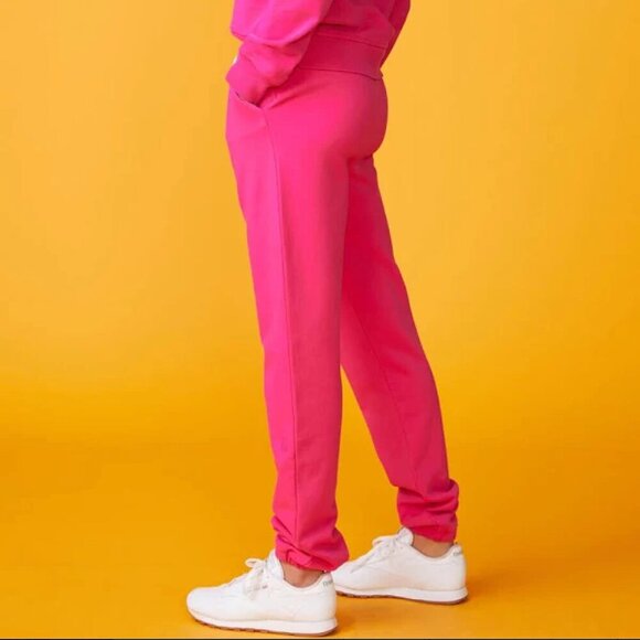 Monrow 90's Classic Joggers 100% organic cotton sweatpants hot pink size Small - Picture 4 of 13